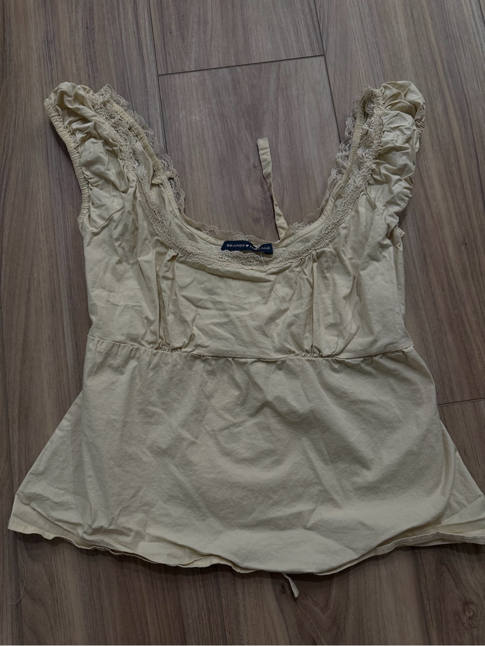 Brandy Melville Cream Ruffle-Trim Scoop Neck Camisole